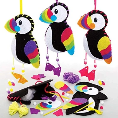 Image of Baker Ross FE199 Puffin Decoration Sewing Kits Pack of 3, Set for Children, Creative Activities Kids, Ideal Arts and Crafts Project