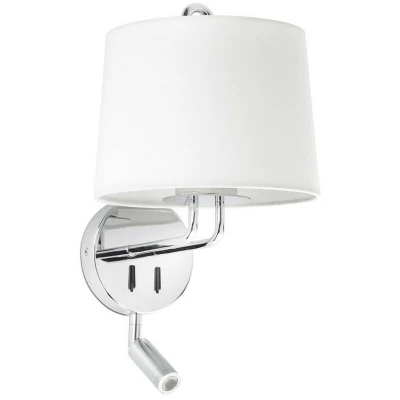Image of Montreal Chrome, White Shade Wall Lamp With Reading Light