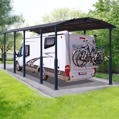 Image of 12&#039; x 35&#039; Palram Canopia Arcadia Alpine 10600 Grey Metal Carport (3.59m 10.72m)