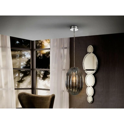 Image of Ovila Pendant Light with Small Grey Shade in Shimmered Smoke Tonality