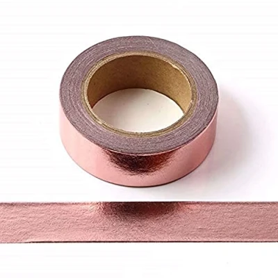 Image of Syntego Rose Gold Solid Foil Washi Tape Decorative Self Adhesive Masking 15mm x 10 Meters (Rose Gold)