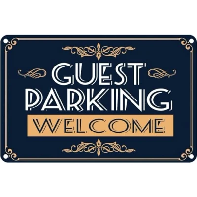 Image of Welcome Guest Parking Signs Visitor Metal Customer Only Tin Sign Wall Poster Decor Funny Retro Bar Coffee Club Pub Gift 8x12 Inch