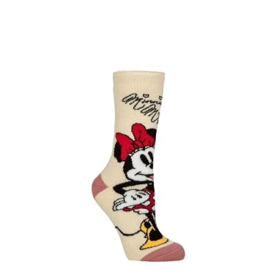 Image of Women&#039;s 1 Pair SOCKSHOP Heat Holders Disney 1.6 TOG Lite Minnie Mouse Thermal Socks Yellow 4 8
