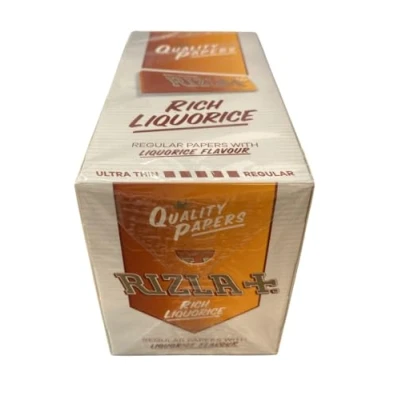 Image of RIZLA Orange LIQUORICE Regular Cigarette Rolling Papers 50 BOOKLETS Original
