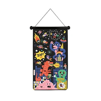 Image of Janod Superhero Themed Magnetic Dart Game 6 Plastic Darts Double Sided Fabric 4 Years +, J02090