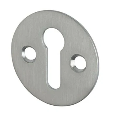 Image of Zoo Hardware Victorian Standard Profile Keyhole OPEN Cover Escutcheon 32mm + Screws (Satin Chrome)