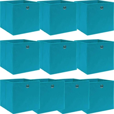 Image of vidaXL Storage Boxes 10 pcs Baby Blue 32x32x32 cm Fabric