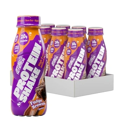 Image of Applied Nutrition Protein Shakes High Shake Ready To Drink, Drink With 20g Of Protein, Low Fat Shake, On The Go Bottle 8 x 330ml (Fudge Brownie)