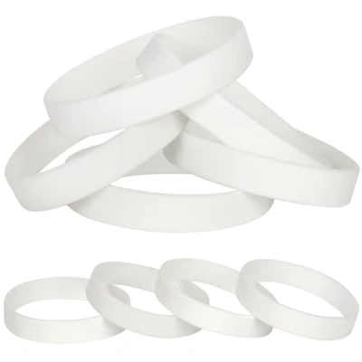 Image of LVNRIDS 25 pieces Silicone Elastic Wristbands Sport Bracelet Blank Rubber Wristband Party Bracelets for School Office White
