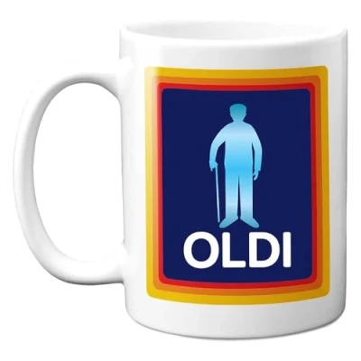 Image of Oldi Funny Mug, Birthday Gift idea, 11 oz Coffee Mug for Men Present as A Joke Celebration, Dishwasher and Microwave Friendly. Memorable Dad, Husband, Grandfather, Uncle
