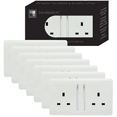 Image of Trendi 2 Gang Artistic Modern Glossy 13 Amp Switched Plug Socket (7 Pack)