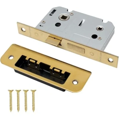 Image of EAI Mortice Bathroom Lock 80mm Case Size 57mm Backset Square PVD Brass