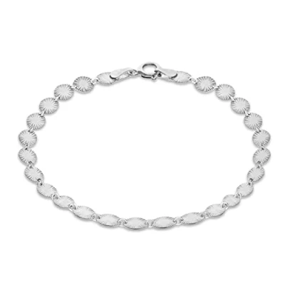 Image of Tuscany Silver Women&#039;s Sterling Patterned Oval Disc Bracelet