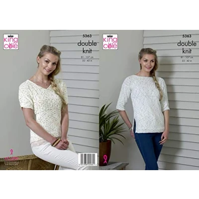 Image of King Cole 5363 Knitting Pattern Womens Top and Tunic in Cotton Soft Candy DK,Multicolor,32&quot; 42&quot; bust