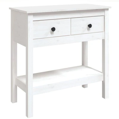 Image of vidaXL Console Table White 75x35x75 cm Solid Wood Pine