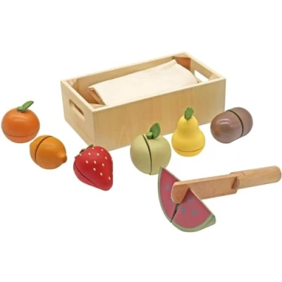 Image of Virtual Kart® Kids Wooden Food Toys Play Sets Kitchen Toy Cutting Pretend Toddler Accessories Set Fruit Vegetables For Ages 3+ (Fruit Set)