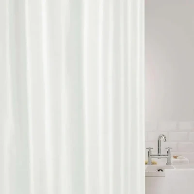 Image of Showerdrape Showerplus Plain Polyester White Shower Curtain