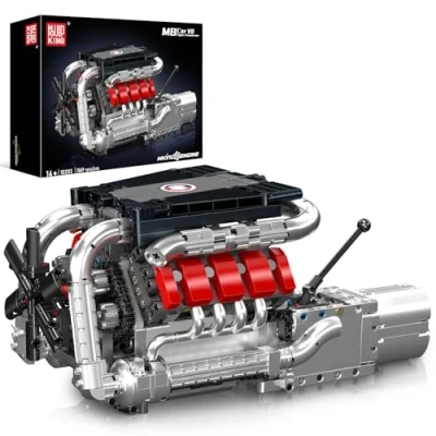 Image of Mould King V8 Engine Building Blocks Set, 10203 Model That Runs, Mini for Adults with Battery and Motor, Construction Toys Kids Children Boys Girl (1169 Pcs)