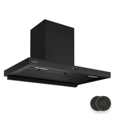 Image of Klarstein AeroClean Cooker Hood 90cm Wall Mounted Extractor, 721 m3/h Boost, A++ Energy Efficiency, LED Lighting 3800 4200 K, Quiet 52 dB, Black, Push Button Control