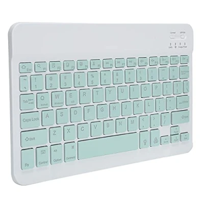 Image of Advanced Wireless Illuminated Keyboard, Ultra Slim Full Size Tactile Responsive Typing, Bluetooth Rechargeable Backlit with Numeric Keypad for Tablet Phone and Desktop Computers(Green)
