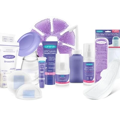 Image of Lansinoh Ultimate Hospital Bag Kit Postpartum Essentials Breastfeeding Must Haves 13 Essential Products Post Partum New Mum to Be Pregnancy &amp; Maternity Postnatal Nipple Cream Birth Relief