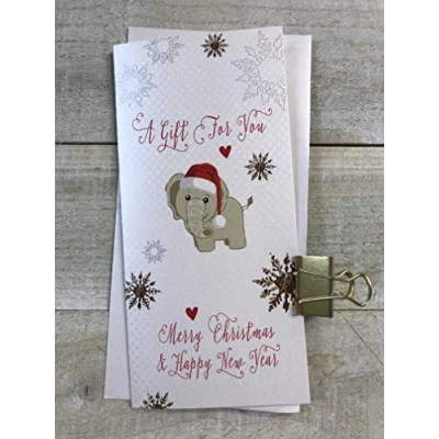 Image of Christmas Money Wallet Little Santa Elephant A Gift for You, Merry Christmas, by White Cotton Cards