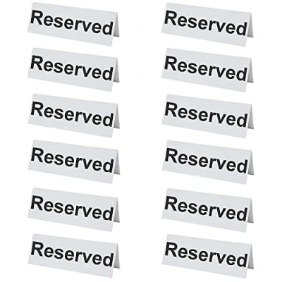 Image of 12 Flexible Plastic Reserved Table Signs BarBits Tabletop Tent Type Sign Perfect for Restaurants, Bars, Cafe