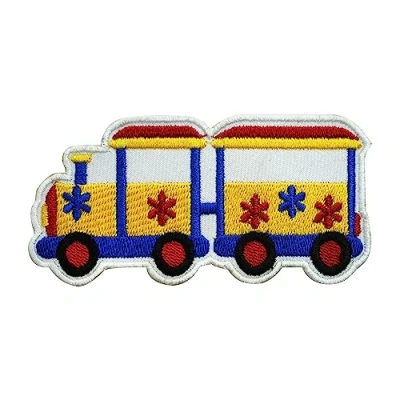 Image of Kids Train Patch, Rhymes Embroidered Iron on Sew Patch Badge for Clothes etc. 9x4.5cm