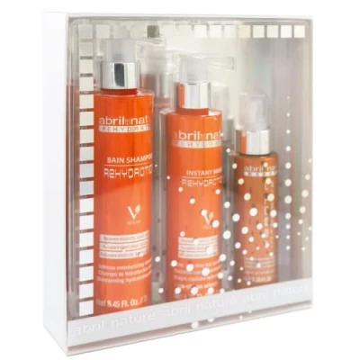 Image of abril et nature Professional Rehydration Hair Care Set Maximum Hydration for Dry Shampoo, Conditioner, and Serum Pack Restores Flexibility Health 550 ml