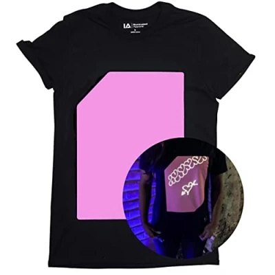 Image of Illuminated Apparel Interactive Glow in The Dark T Shirt Black Peach (7 8 Years)