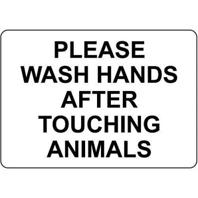 Image of Aluminum Metal Sign For Wall Decor 8x12 Inches Personalized Signs Outdoors Please Wash Hands After Touching Animals