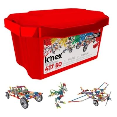 Image of K&#039;NEX Creation Zone Building Set 50 Model 417 Piece Educational Learning Kit with Storage Tub, Engineering Construction Toys for Kids 5+ Basic Fun 16511