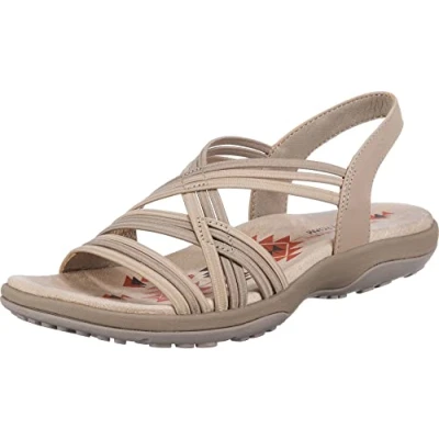 Image of Skechers Reggae Slim Simply Stretch Strappy Gore Open Toe Sling Back Sandal