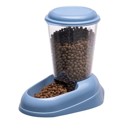 Image of Ferplast Dry food dispenser for dogs and cats 3 Liter ZENITH Practical pet feeder biscuits animals, Transparent tank with lid, Non slip bottom, 20,2 x 29,2 h 28,8 cm Blue