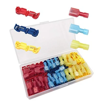Image of Senven 60Pcs (30 Pairs) Advanced T Tap line Terminal, self exfoliating Quick Connector Cable and Fully Insulated Male Spade Terminal kit red 20Pcs, Blue Yellow 20Pcs