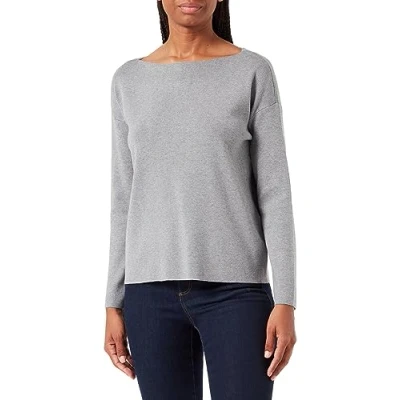 Image of VERO MODA Women&#039;s Vmnancy Ls Boatneck Pullover Ga Noos Sweater, Medium Grey Melange, S