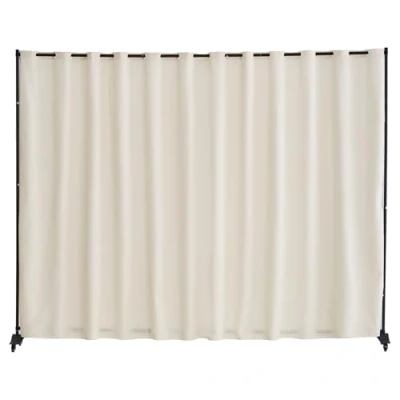 Image of VEVOR Room Divider, Portable Panel Divider with Wheels Curtain Stand, Freestanding Privacy Screen for Office, Bedroom, Dining Room, Study, Beige