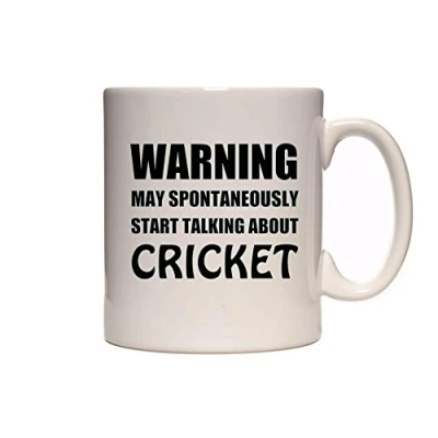 Image of Warning May Spontaneously Start Talking About Cricket Funny Novelty Tea/Coffee Mug/Cup