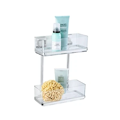 Image of WENKO 22691100 Vacuum Loc® 2 tier wall rack Quadro, Stainless steel, 25.5 x 32.5 14 cm, Shiny