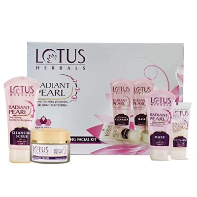 Image of Lotus Herbals Radiant Pearl Facial Kit for Deep Cleaning with Extracts &amp; Green Tea 170g (Multi Use)