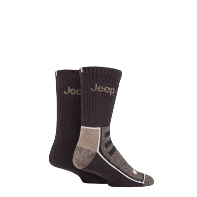 Image of Mens 2 Pair Jeep Exclusive to SOCKSHOP Bamboo Boot Socks Brown / Earth 6 11