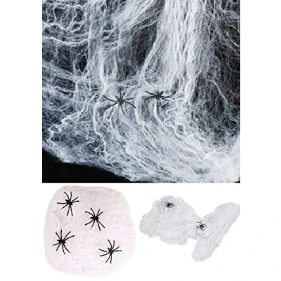 Image of Quickdraw Stretchy Fake Spider Web with Spiders Included Scary Cobweb Halloween Party Decoration