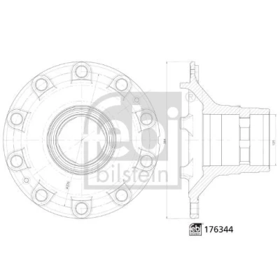 Image of 20518092, 20518092SK1, 21024155, 21024155SK1 wheel Hub FEBI BILSTEIN 176344 335mm without bearing Front Axle Left, Right