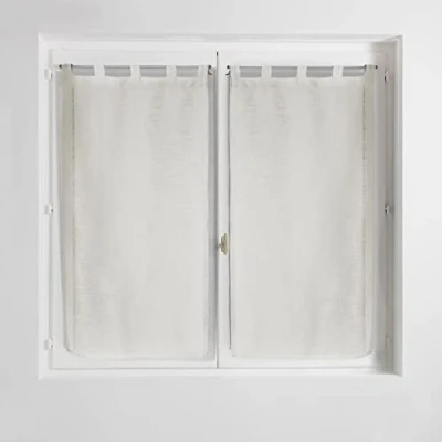 Image of Douceur d&#039;Intérieur Haltona Pair of Straight Loops Linen Effect Weave Polyester, Natural, 90 x 60 cm