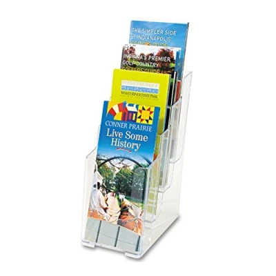 Image of Deflecto Countertop 4 Tier Pocket 1/3 A4 (DL Size) Portrait Multi Literature Holder Pack of Magazine File Leaflet Wall Mount