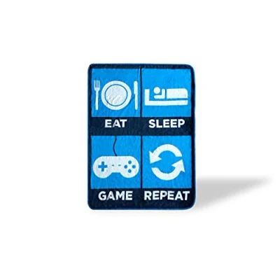 Image of Just Funky Eat Sleep Game Repeat Large Gamer Fleece Throw Blanket 60 x 45 Inches
