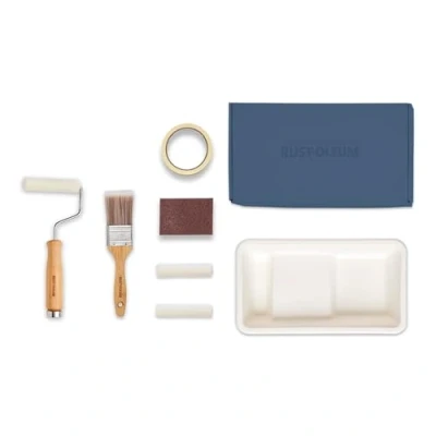 Image of Rust Oleum Ready to Roll Eco Paint Kit (Small) Kitchen Tile Gloss Deep Blues