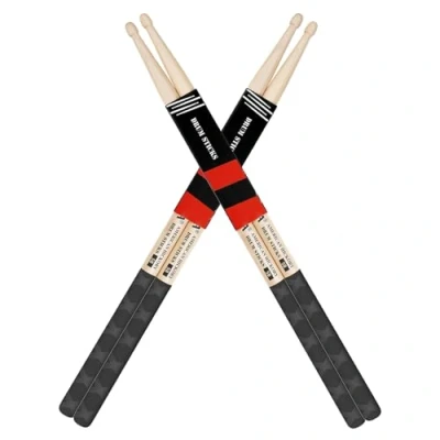 Image of Drum Sticks, American Hickory Drumsticks, Drumsticks for Drum, Non Slip Grip, Percussion Professional, Live Performance &amp; Kit Practice Accessories (2 Pairs, 5B, Hickory)