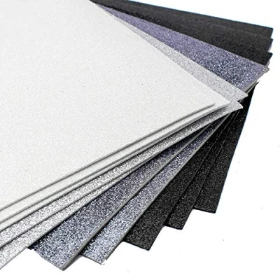 Image of CRAFTY CAPERS 10 Assorted Sheets of A4 Black, White &amp; Silver Glitter Craft Foam 2mm Thick