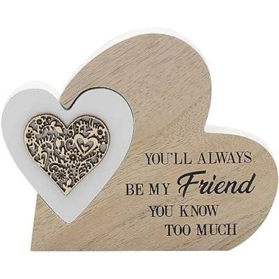 Image of lesser and pavey LP47735 Plaque Double Heart Friend Sentiments 1 Piece 15x2x12 cm Accessory, White